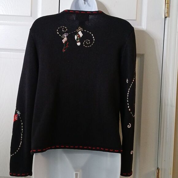 Planet & Co  Petite black holiday Christmas stocking cardigan Sz SP - Picture 9 of 11